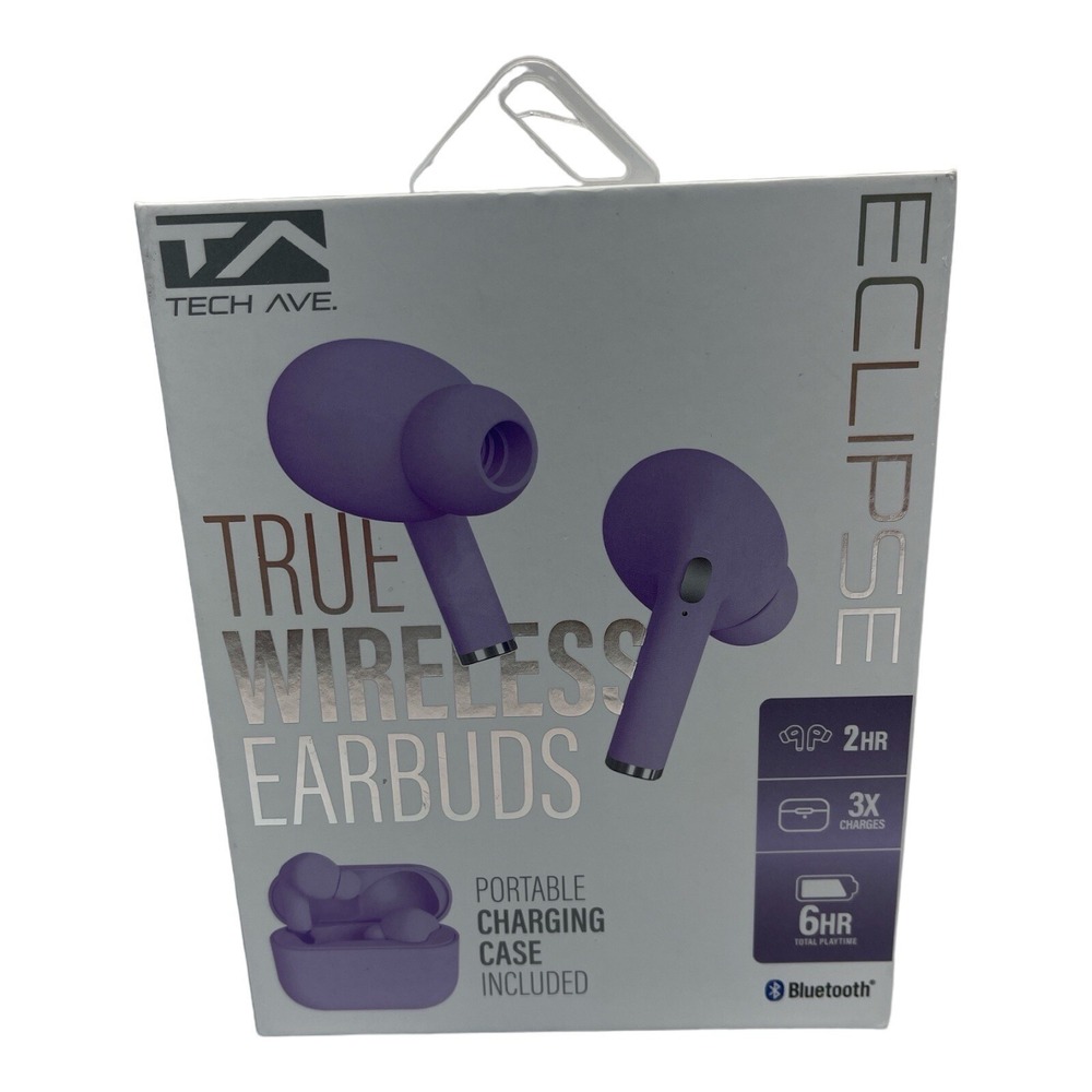 Eclipse Tech Ave Purple True Wireless Earbuds W/charging‎ Case